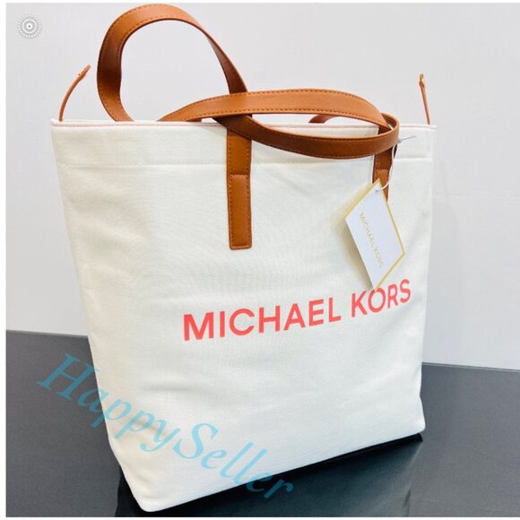 Michael Kors Tote Beach Bag Purse Handbag Carry On Shoulder Bag Logo Weekender - Picture 8 of 8